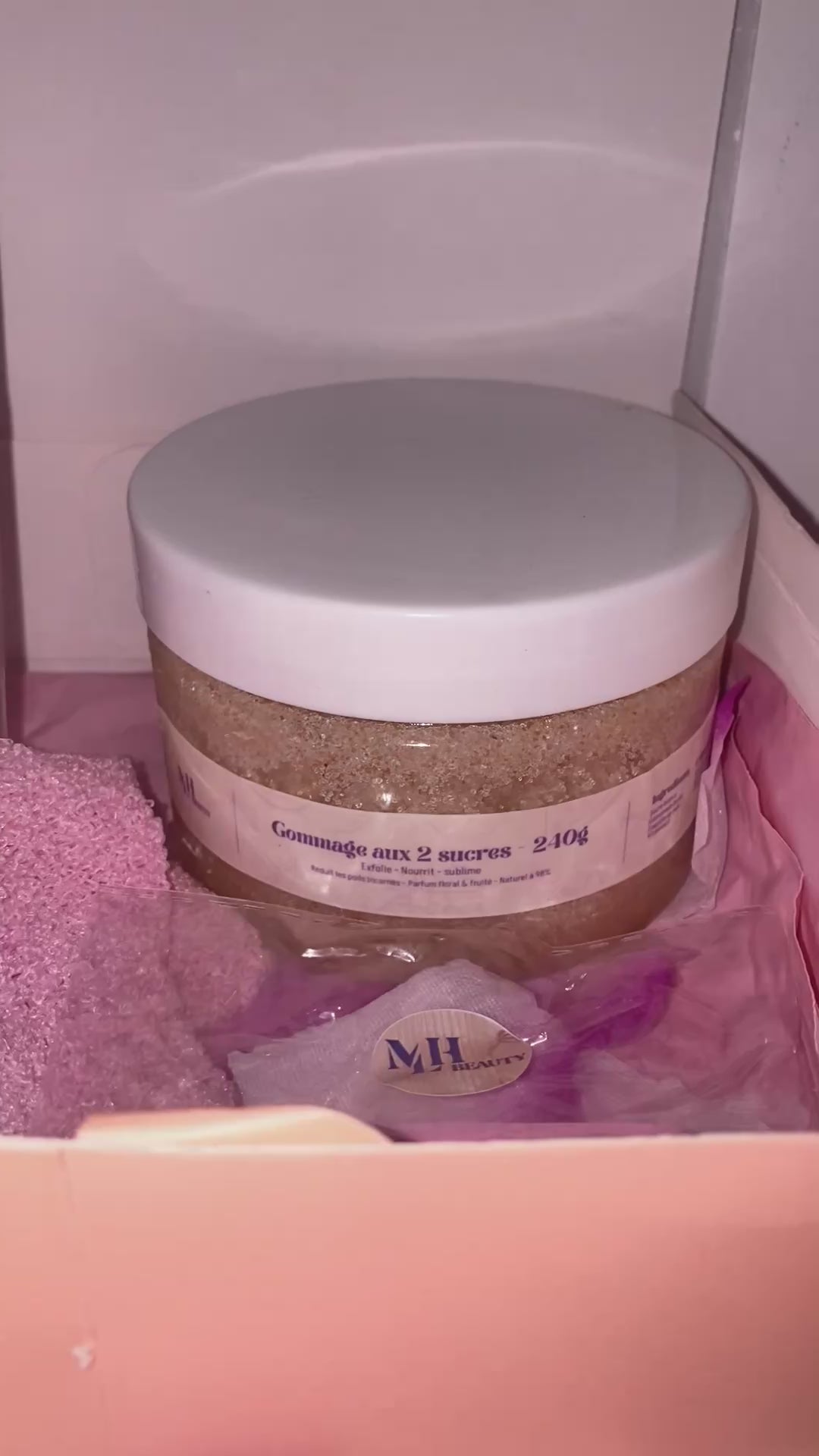 Coffret Rituel MLH Gommage+brume cerise +gant exfoliant ￼